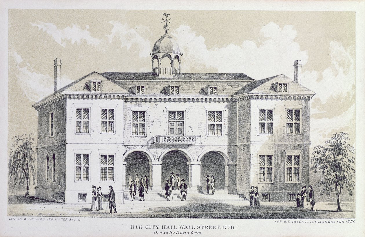 Oude stadhuis, New York, in 1776, uit 
