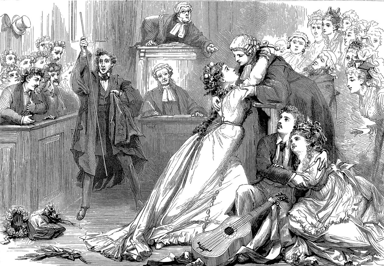 Een scène uit Trial by Jury, 1875 door David Henry Friston