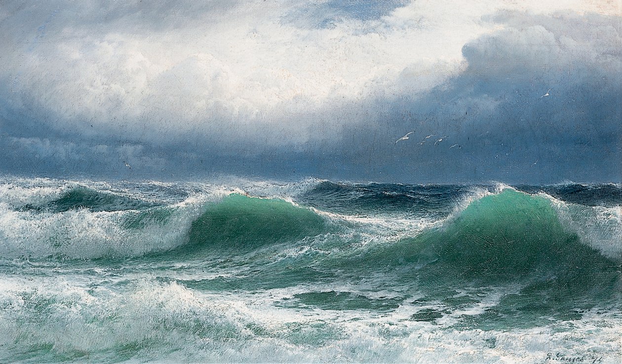 Stormachtige Zee met Doorzichtige Brekers, 1894 door David James