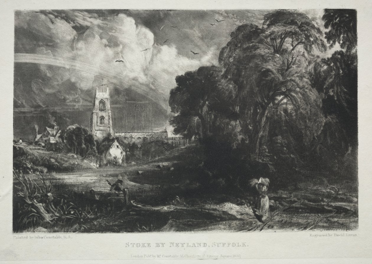 Verschillende Onderwerpen van Landschap, Kenmerkend voor Engels Landschap uit Schilderijen van John Constable, R.A.: Stoke by Neyland, Suffolk door David Lucas