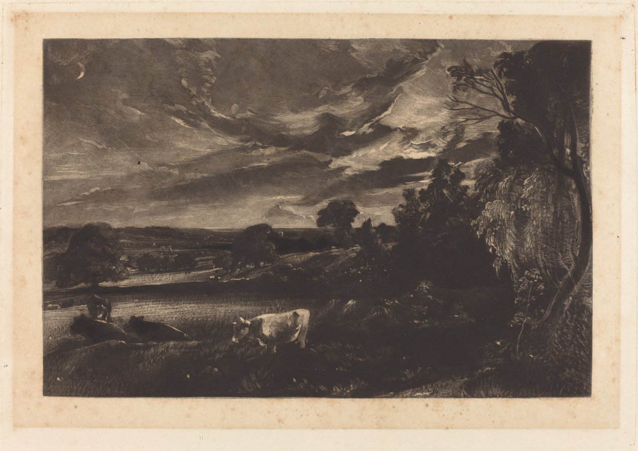 Zomeravond door David Lucas after John Constable