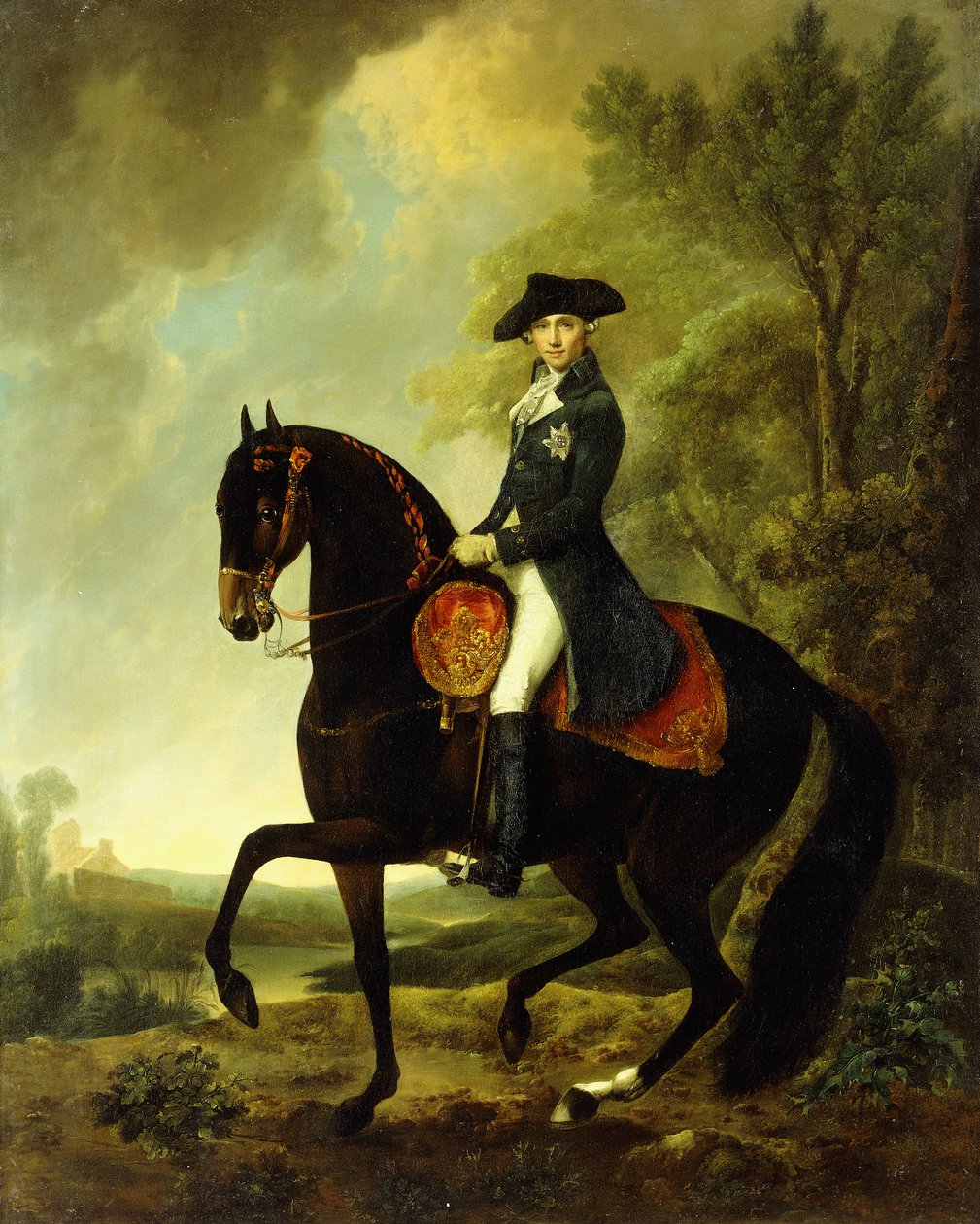 Portret van een Edelman, klein volledig op Paard door David Morier
