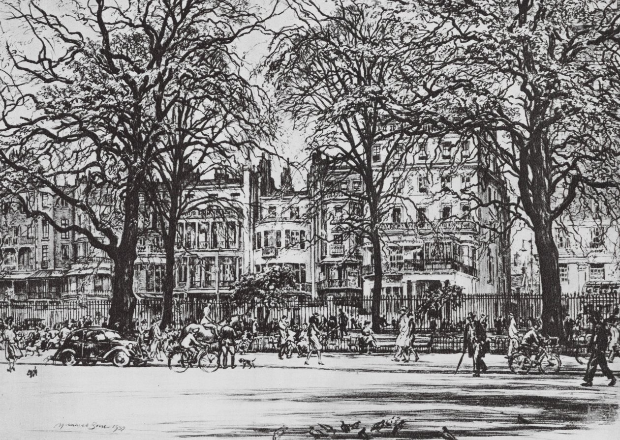 Londen: Old Park Lane (litho) door David Muirhead (after) Bone