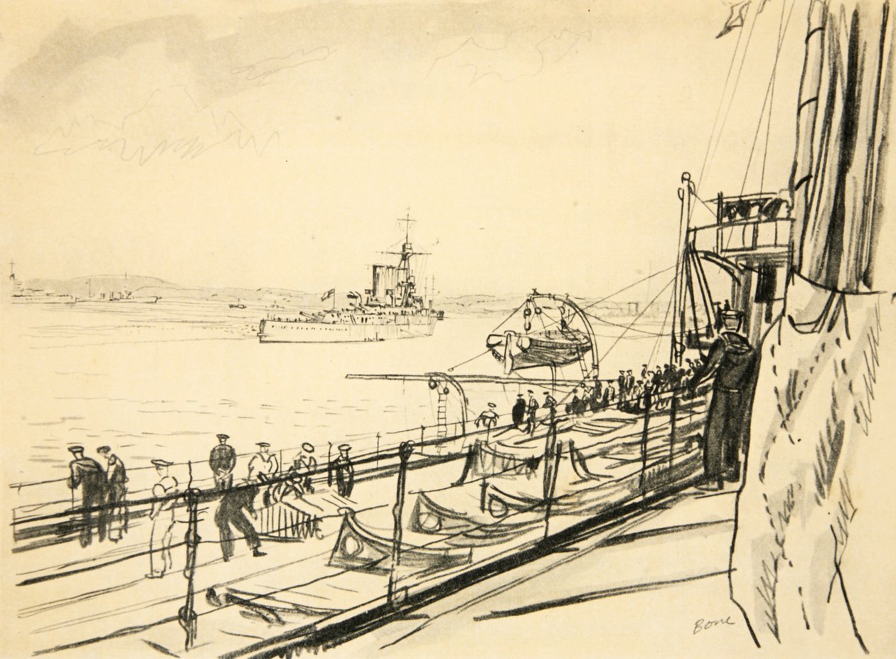 Vanaf het achterdek van een slagschip, illustratie uit 