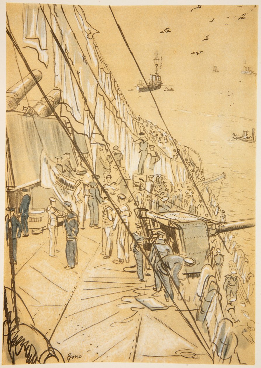 Op een slagschip: luchten van dekens, illustratie uit 