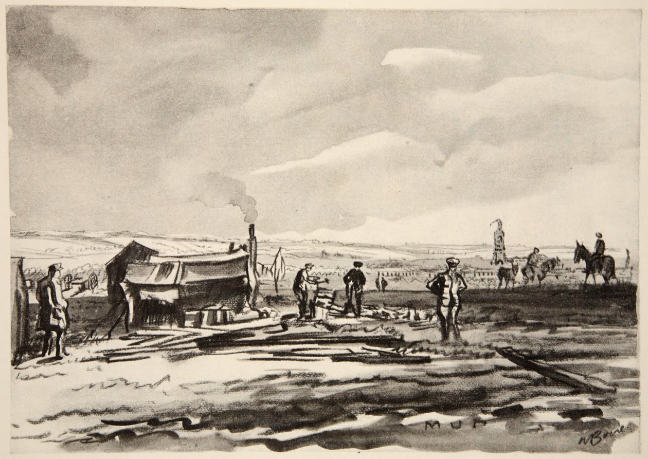 Aan de Somme: modder, illustratie uit 