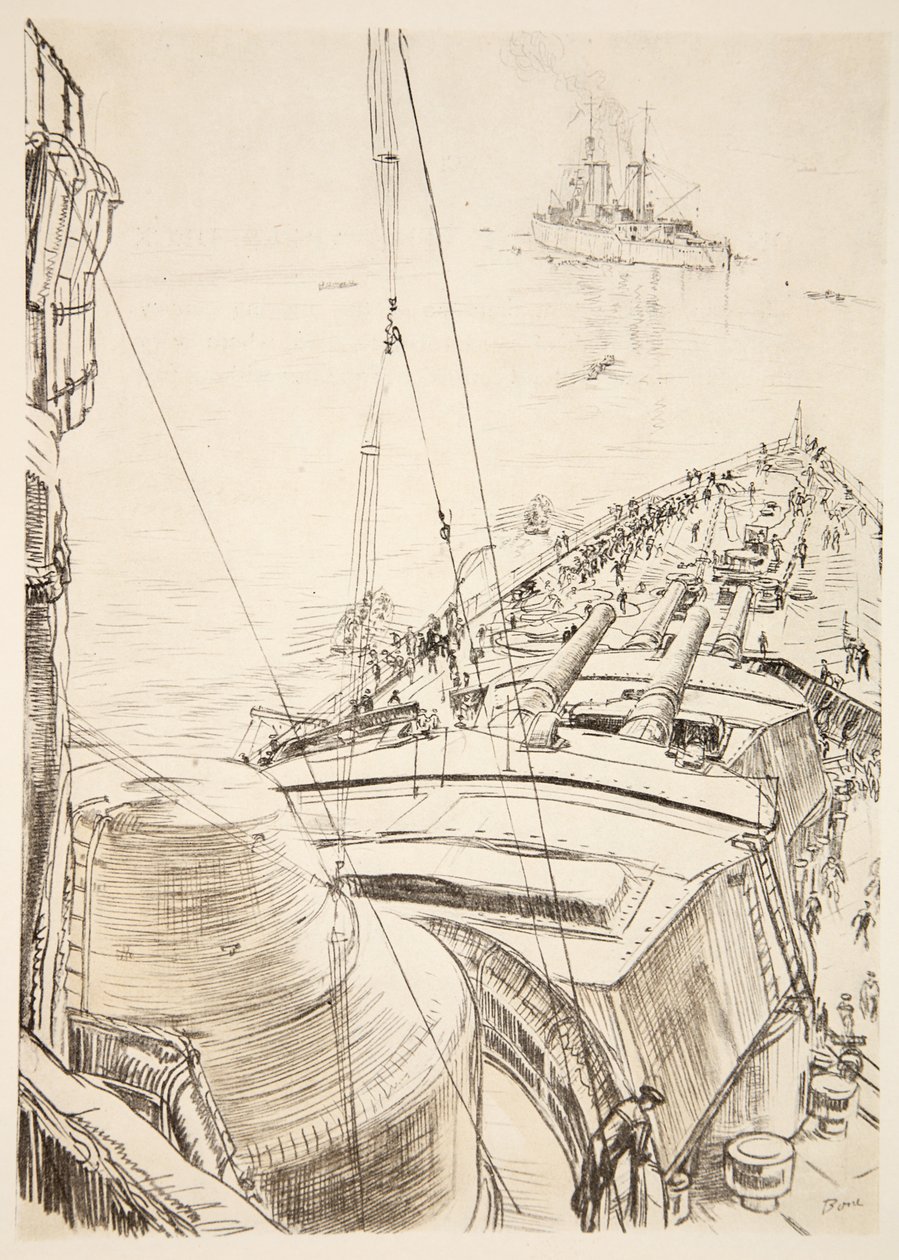 Het voorschip van een slagschip: in de Forth, illustratie uit 