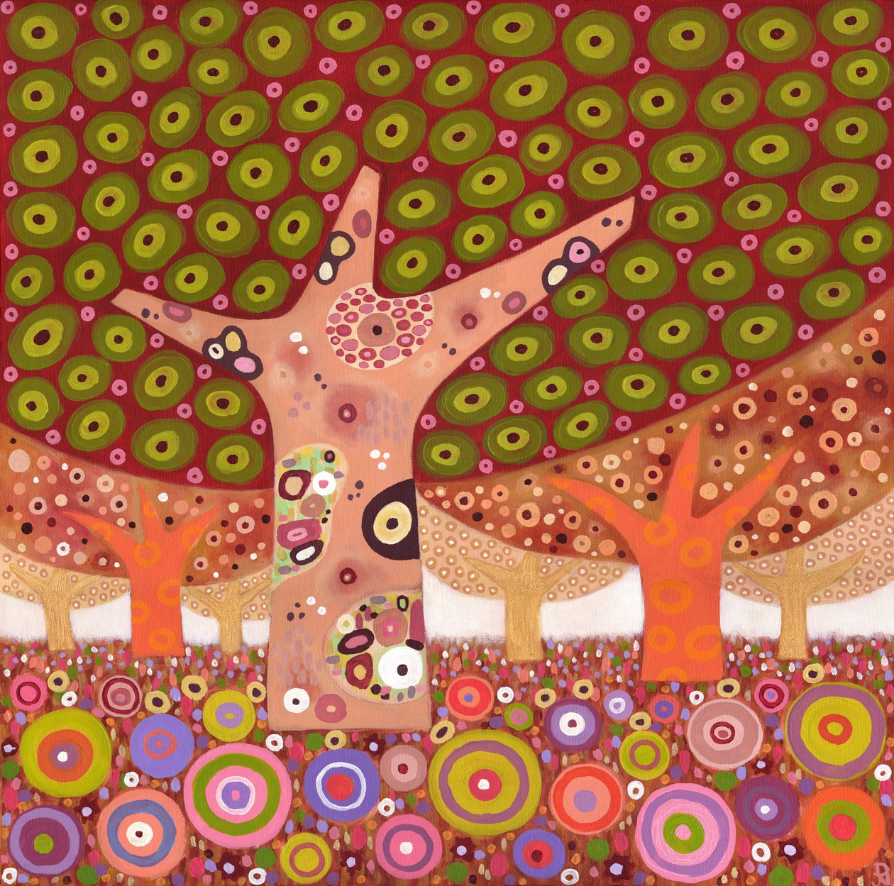 Kikkerdril bomen, 2010 (acryl op doek) door David Newton