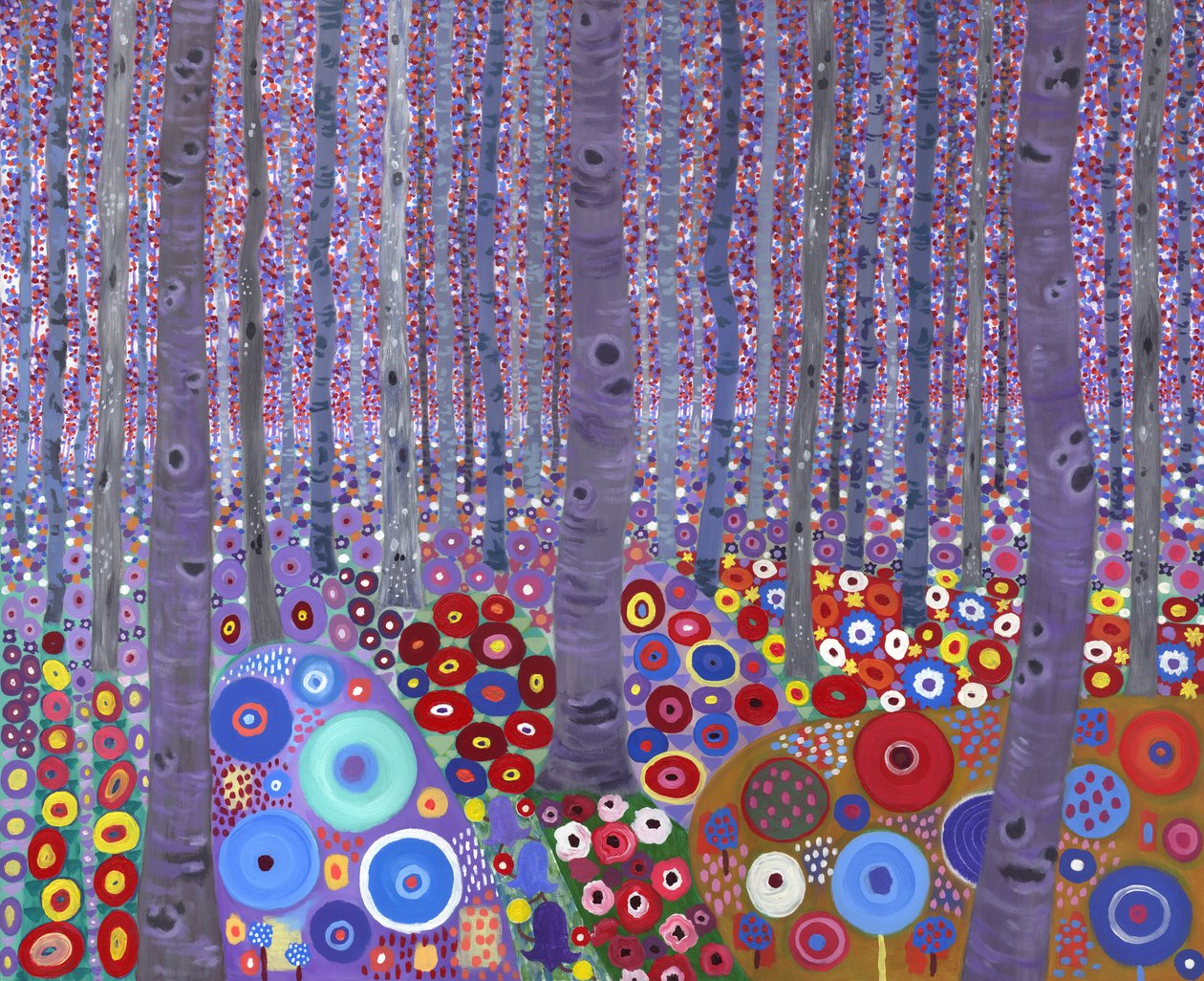 Het bos van Klimt, 2010 (acrylverf op doek) door David Newton