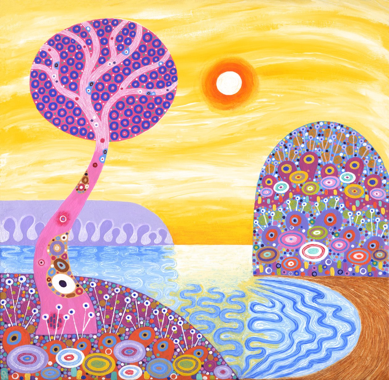Sunset Cove, 2016 (acryl op doek) door David Newton