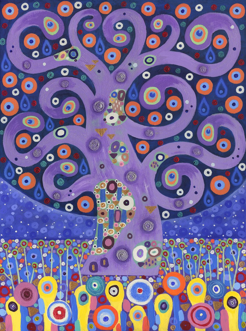 De pauwenboom, 2011 (acryl op doek) door David Newton