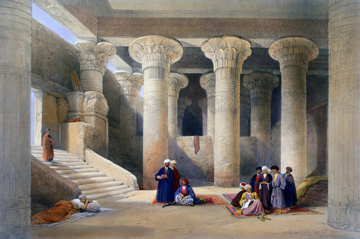 Interieur van de Tempel in Esna, Boven-Egypte, 1838 door David Roberts, Louis Haghe