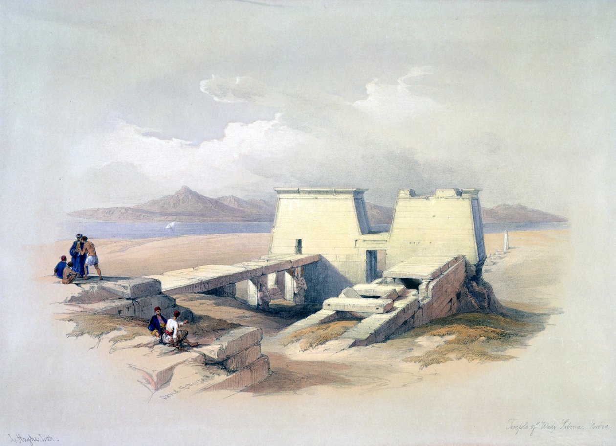 Tempel van Wady Saboua, Nubië, 19e eeuw door David Roberts, Louis Haghe