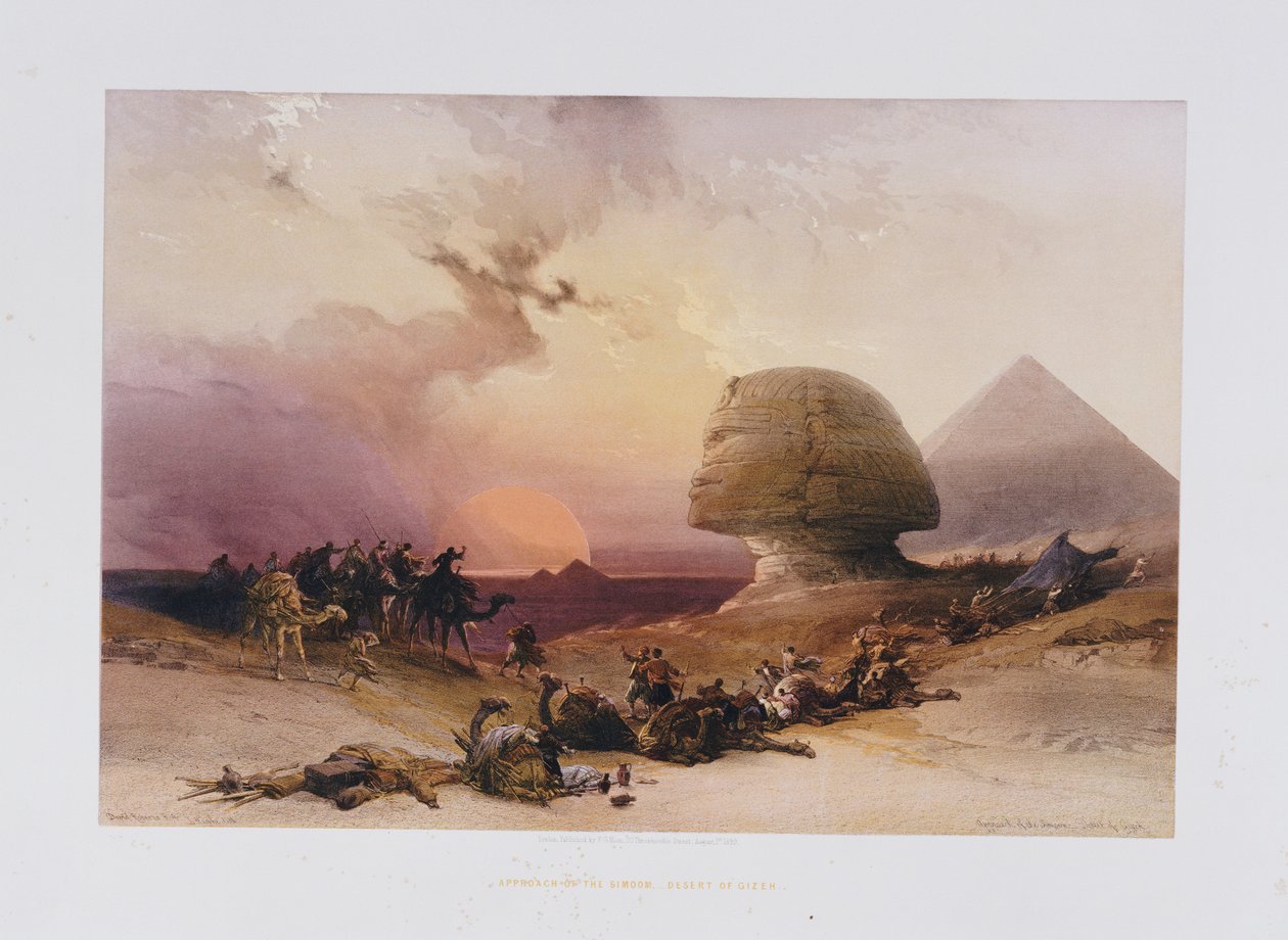 Nadering van de Simoom. Woestijn van Gizeh, uit "Egypte en Nubië" door David Roberts