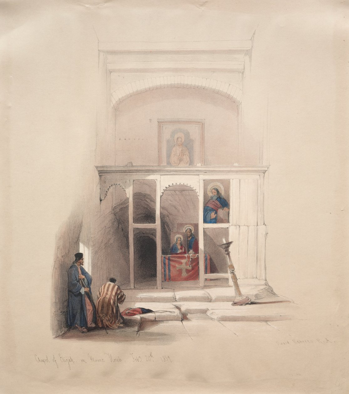 Kapel van Elia op de Berg Horeb door David Roberts