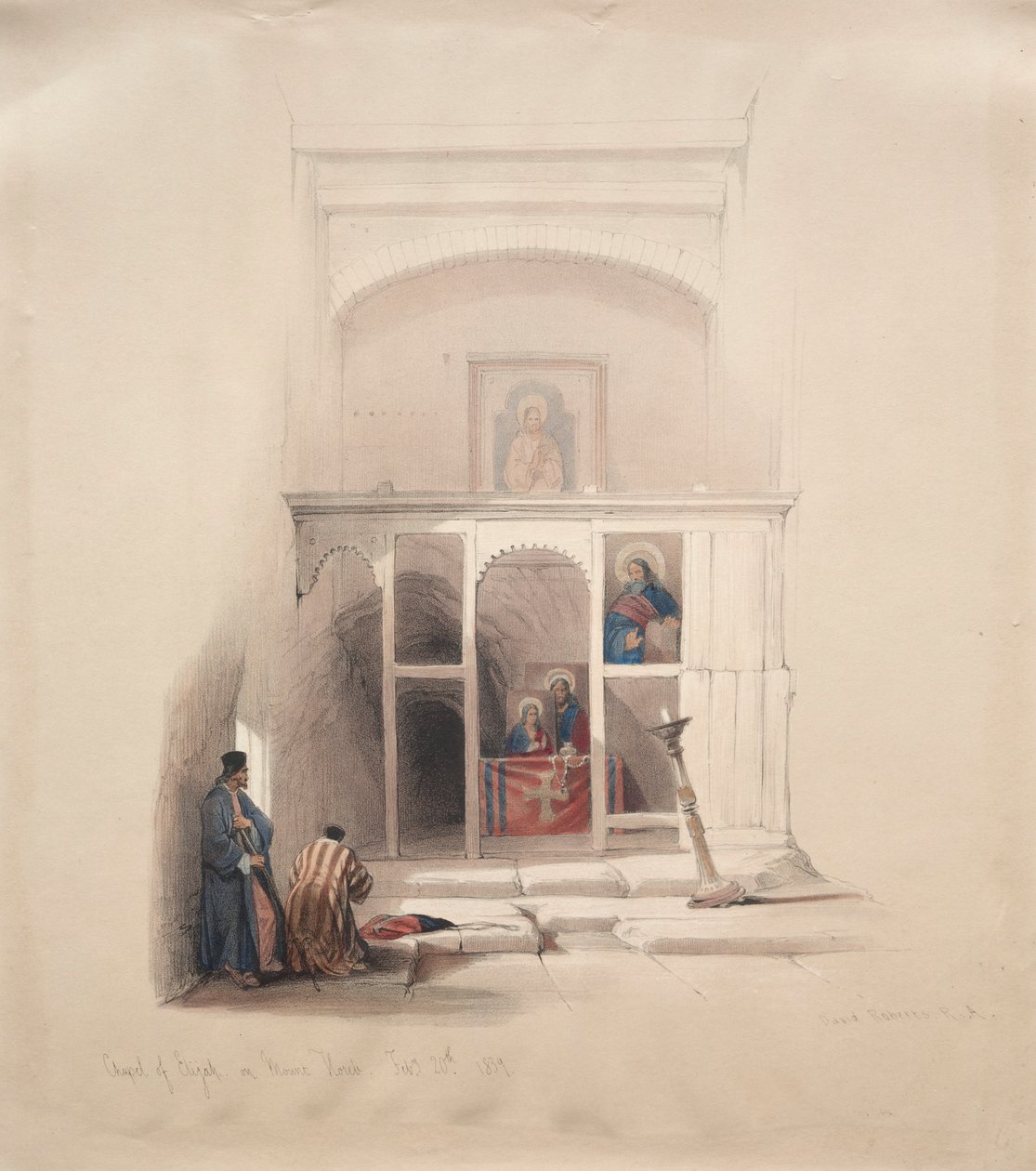 Kapel van Elia op de berg Horeb, 1839 door David Roberts