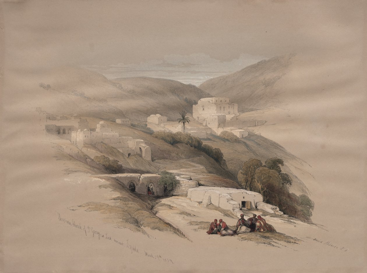 Christelijke Kerk van St. George in Ludd, oud Lydda door David Roberts