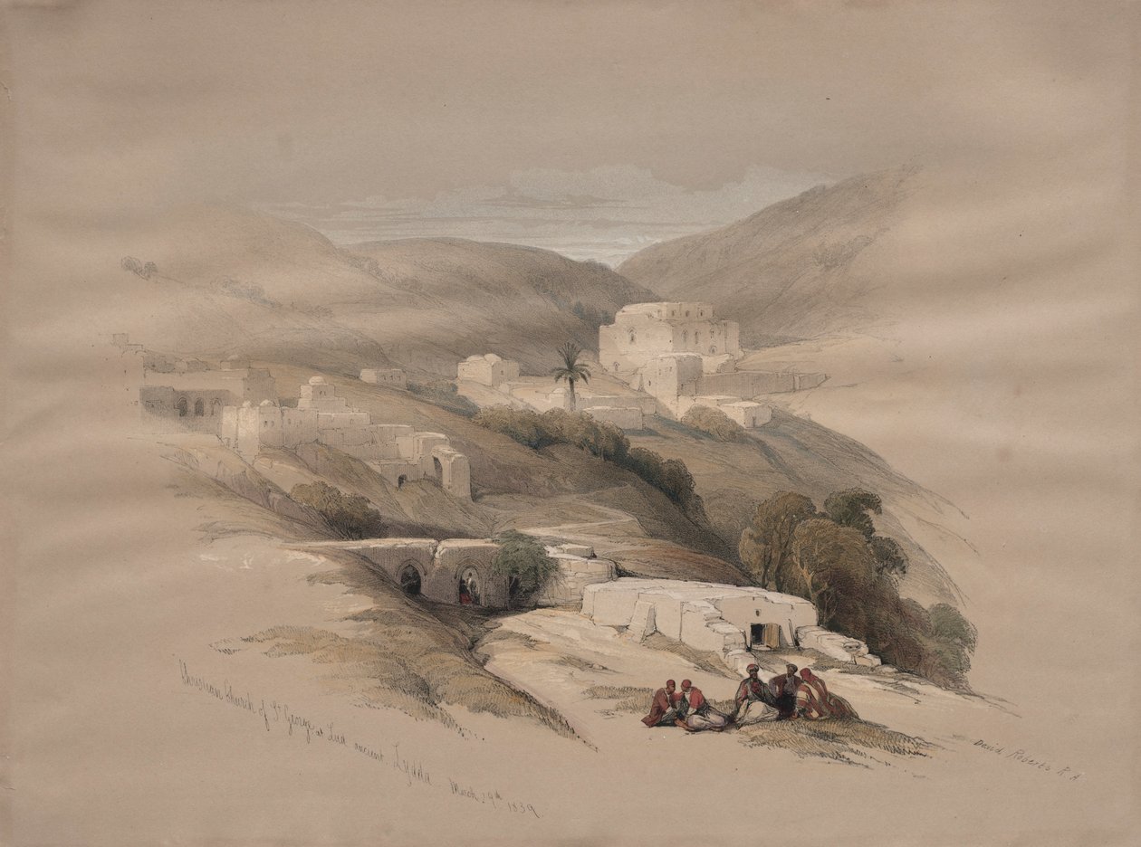 Christelijke kerk van St. George in Ludd, oud Lydda, 1839 door David Roberts