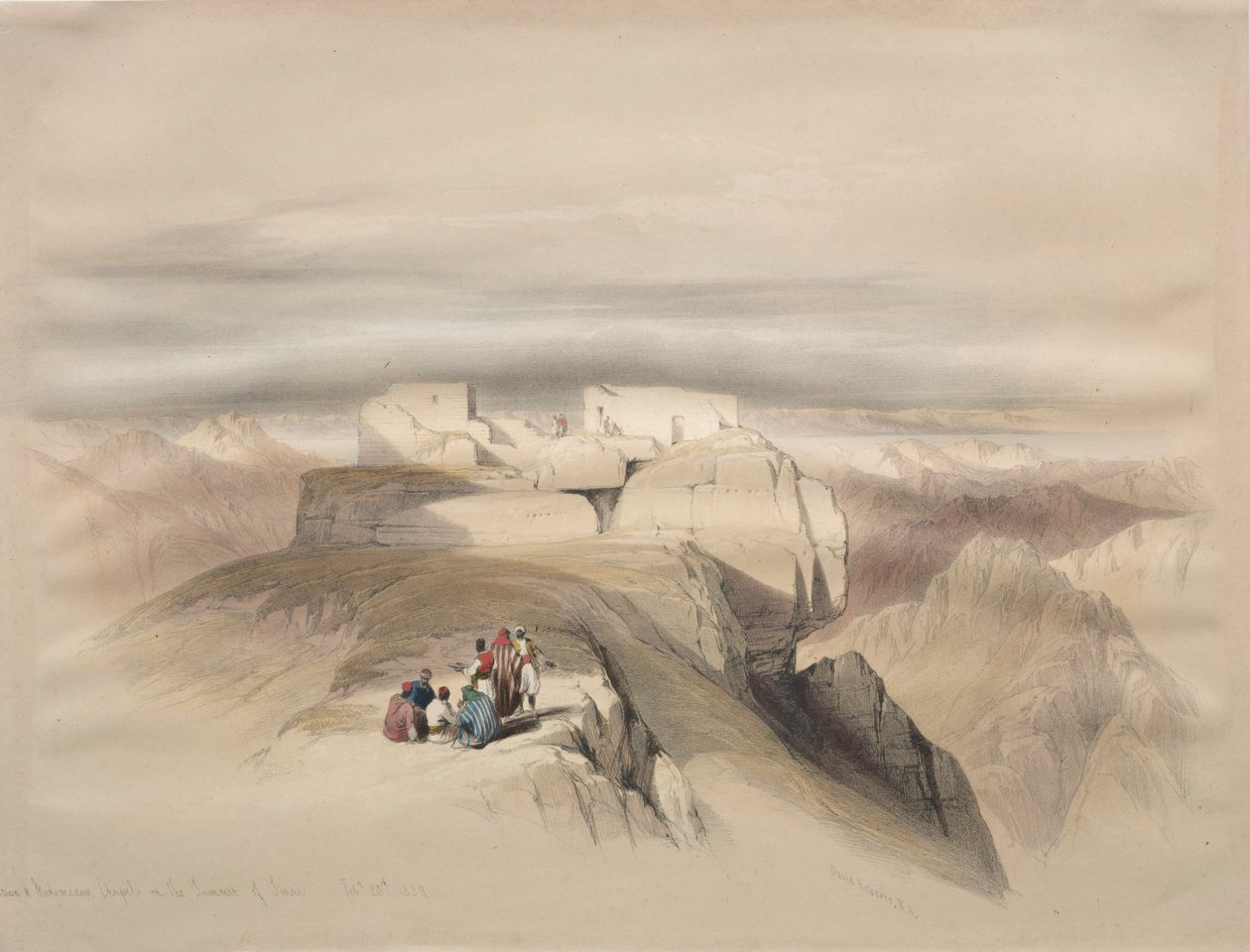 Christelijke en Mohammedaanse kapellen op de top van de Sinaï, 1839 door David Roberts