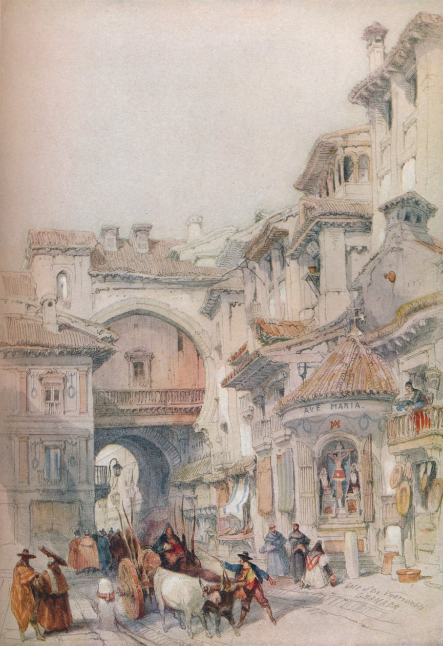 Poort van de Vivarrambla, Granada, 1830s, 1930 door David Roberts