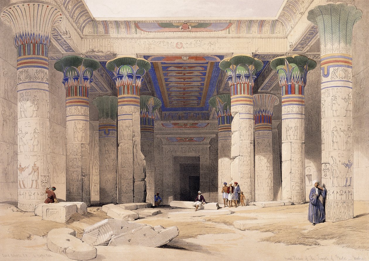 Grote Portiek van de Tempel van Philae - Nubië, 1842-1849 door David Roberts