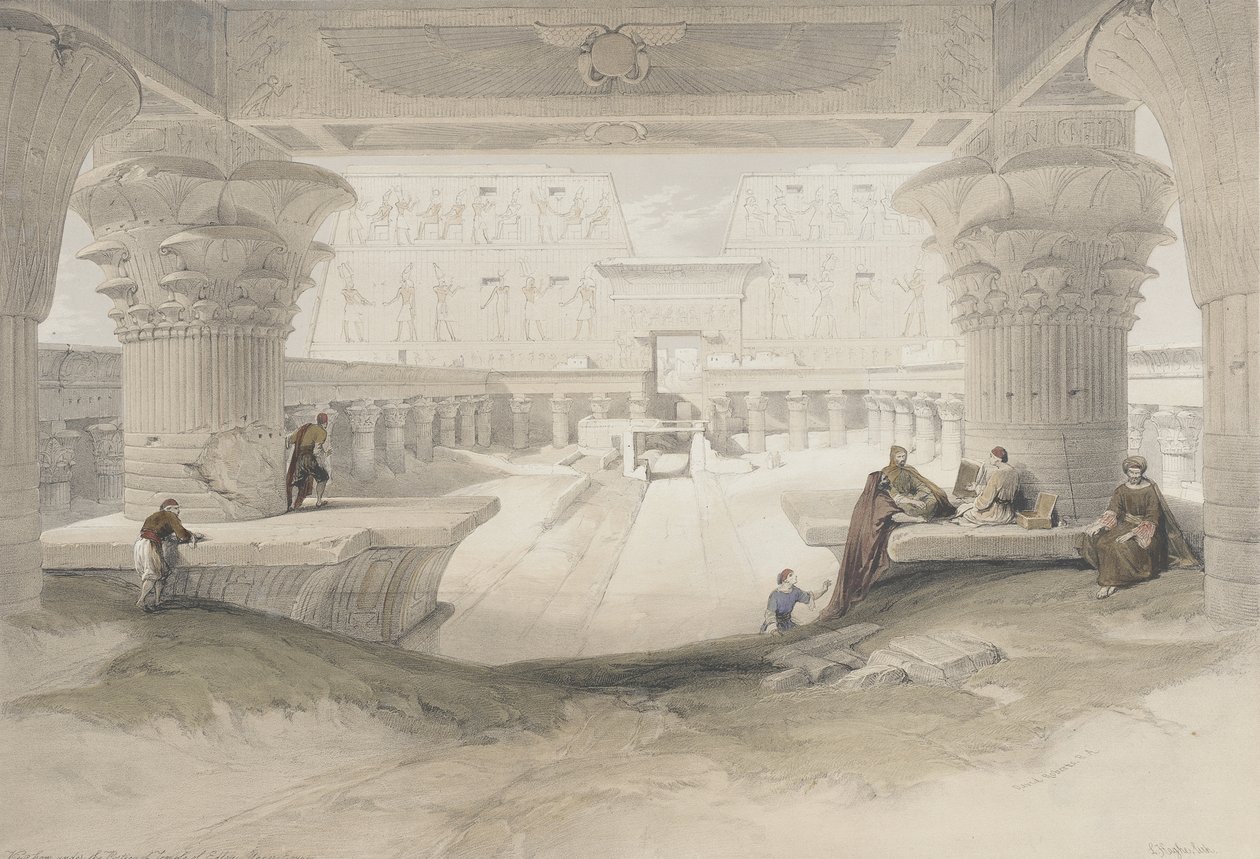 Portiek van de tempel van Edfu door David Roberts