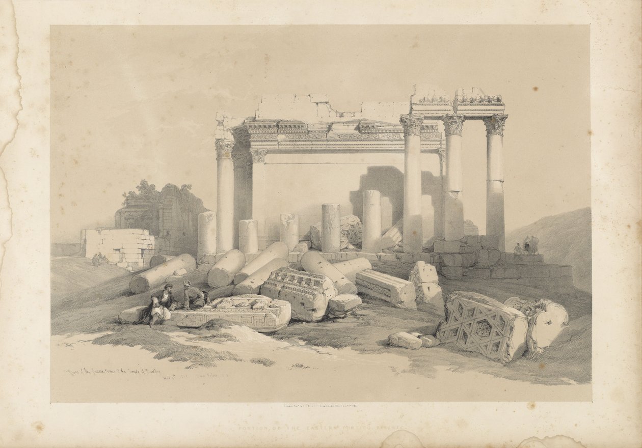 Ruïnes van de oostelijke portiek van de tempel van Baalbek door David Roberts