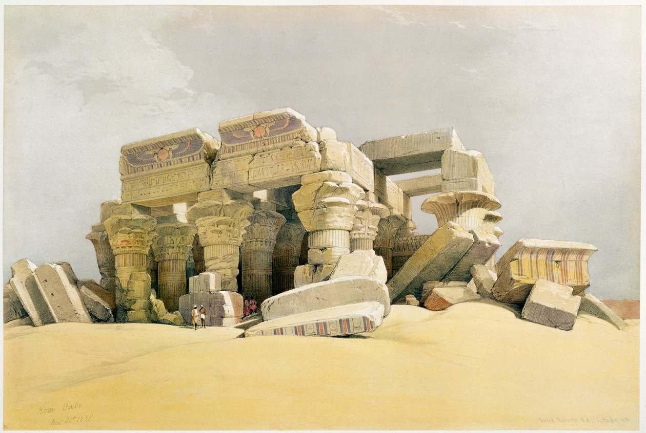 Ruïnes van de Tempel van Kom Ombo, Egypte door David Roberts
