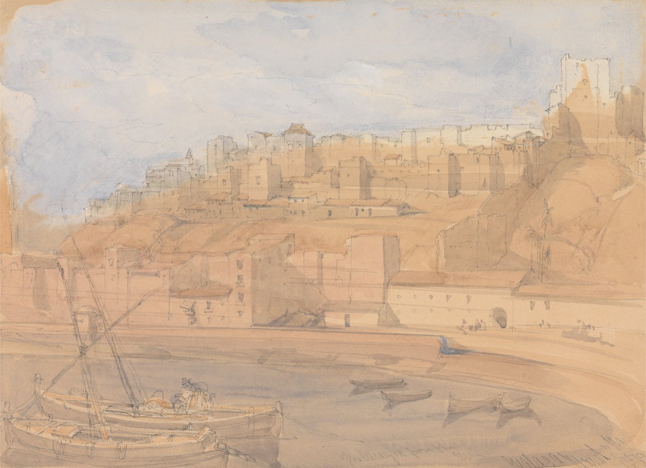 De Alcazaba gezien vanaf de Mole, Málaga door David Roberts