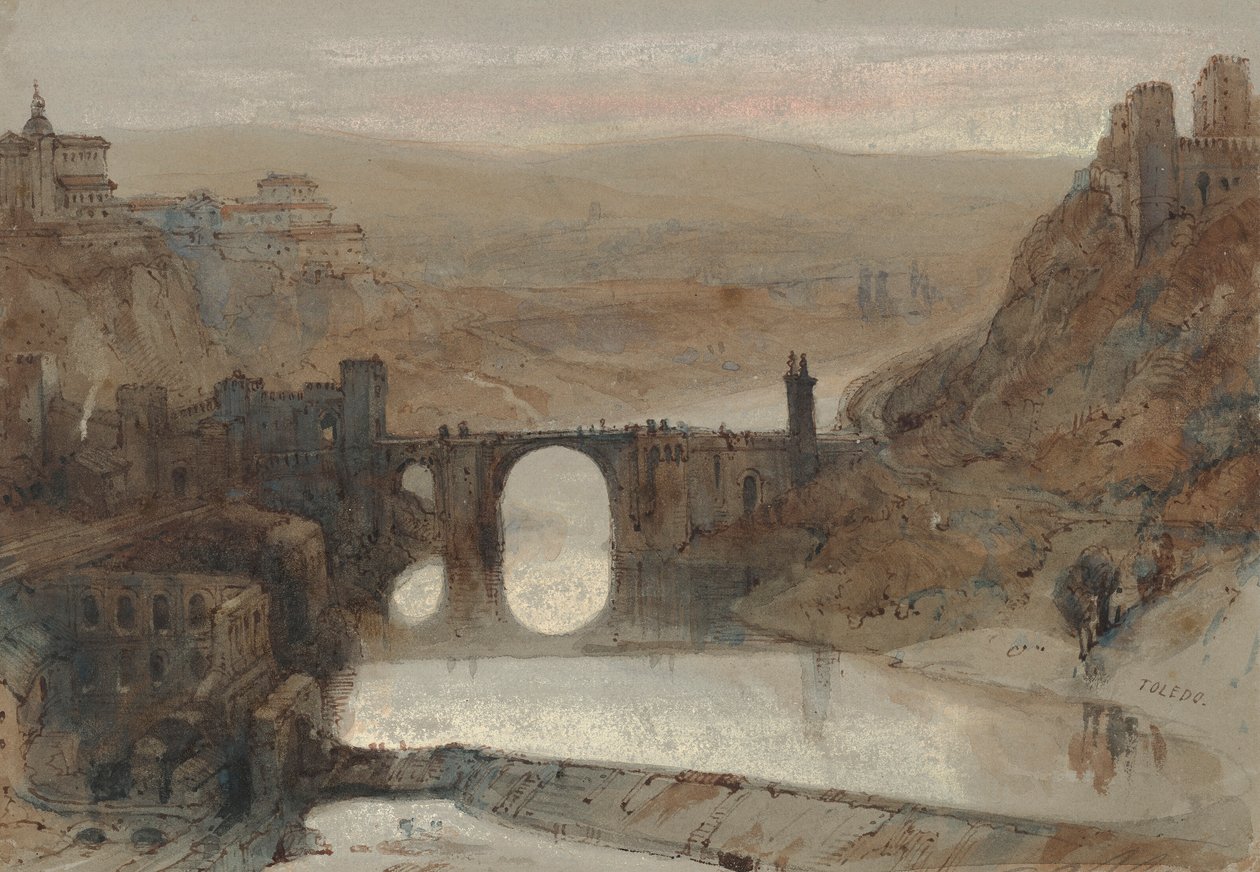 De Brug van Toledo, bij Madrid, Spanje door David Roberts