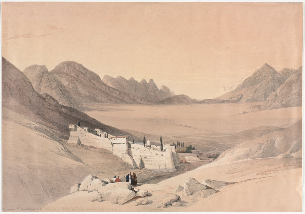 Het Klooster van St. Catherine, Berg Sinaï, Kijkend naar de Vlakte van het Kamp door David Roberts