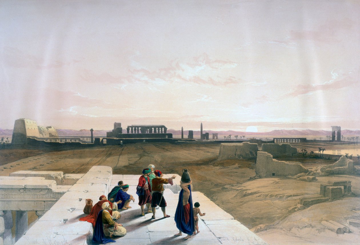 De ruïnes van Karnak vanuit het westen, 19e eeuw door David Roberts