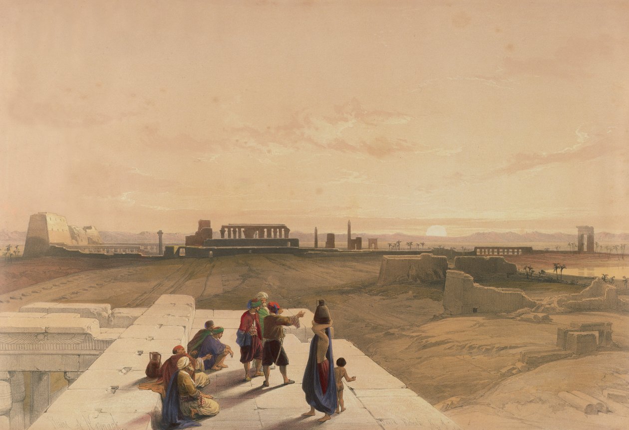 De ruïnes van Karnak vanuit het westen, uit Egypte en Nubië, Vol.1 door David Roberts