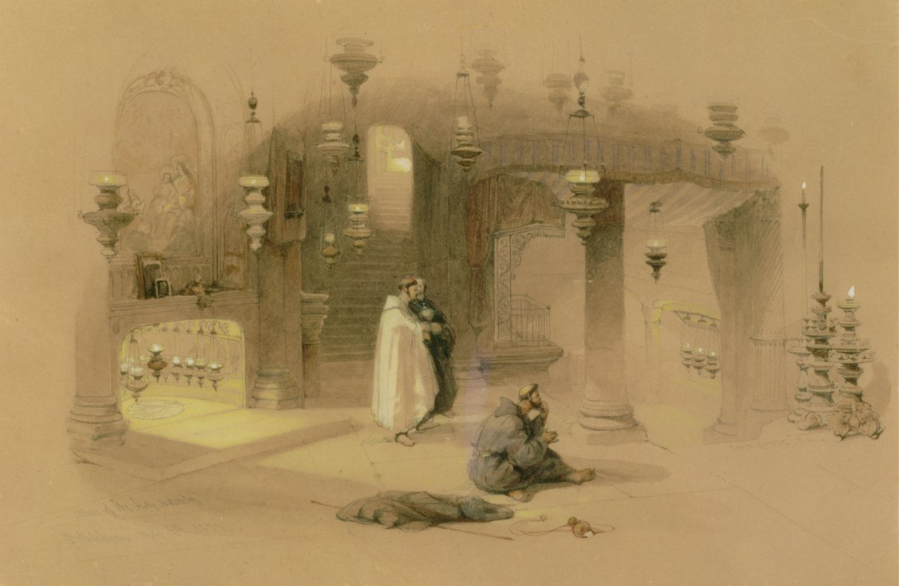 Het Heilige Geboorteschrijn, Bethlehem, 1839 door David Roberts