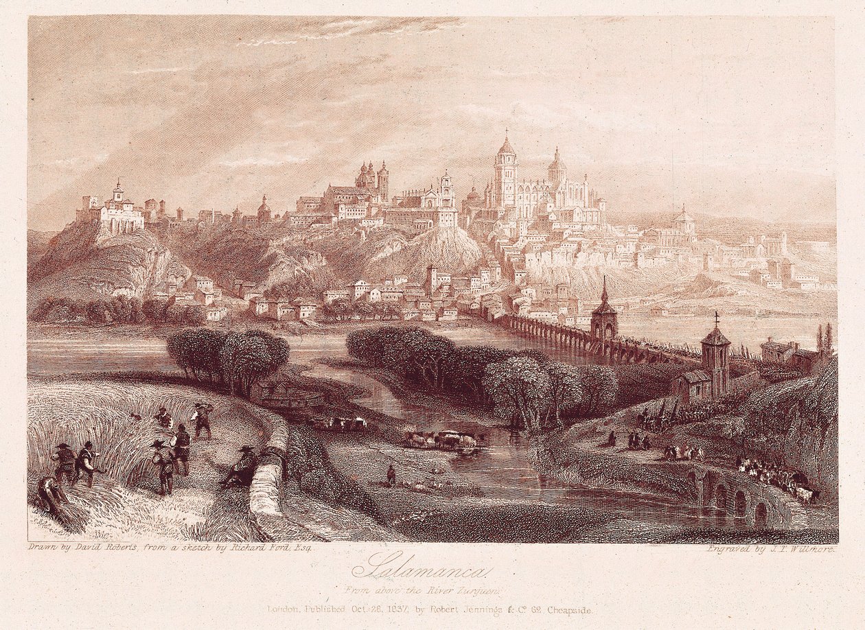 Uitzicht op Salamanca, Spanje, gemaakt door David Robert (1796-1864) tijdens zijn reis in 1837 door David Roberts