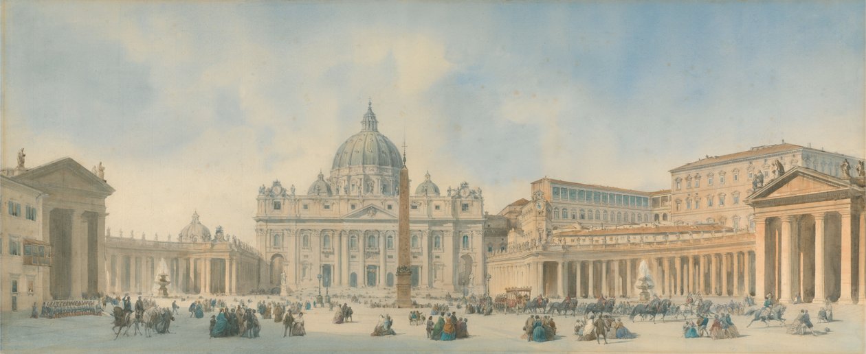 Uitzicht op de Sint-Pietersbasiliek, Rome door David Roberts