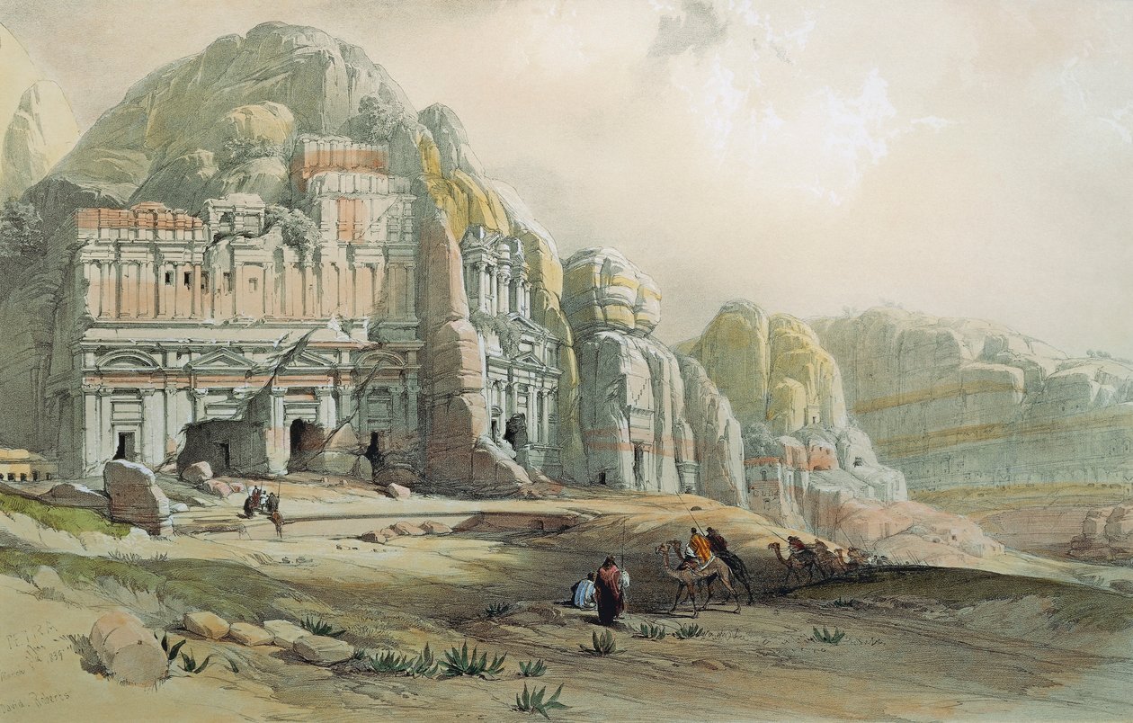 Uitzicht op de ruïnes van Petra, Jordanië door David Roberts