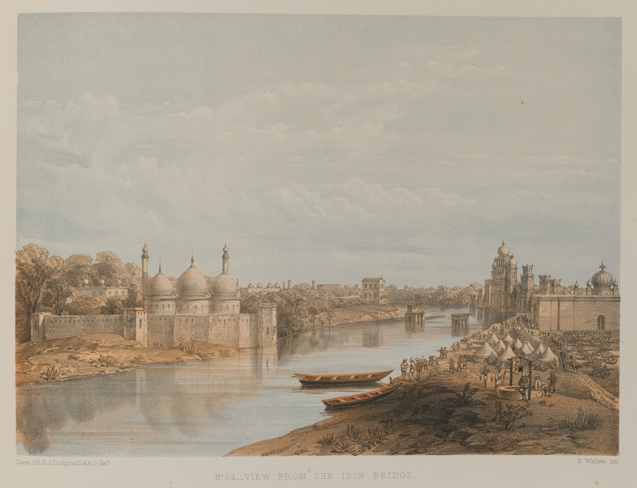 Zicht vanaf de IJzeren Brug, Lucknow door David Scott Lieutenant Colonel (after) Dodgson