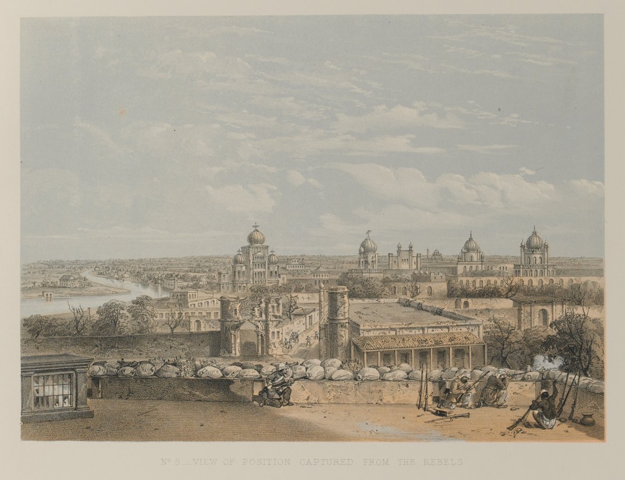 Uitzicht op positie veroverd van de rebellen, Lucknow door David Scott Lieutenant Colonel (after) Dodgson