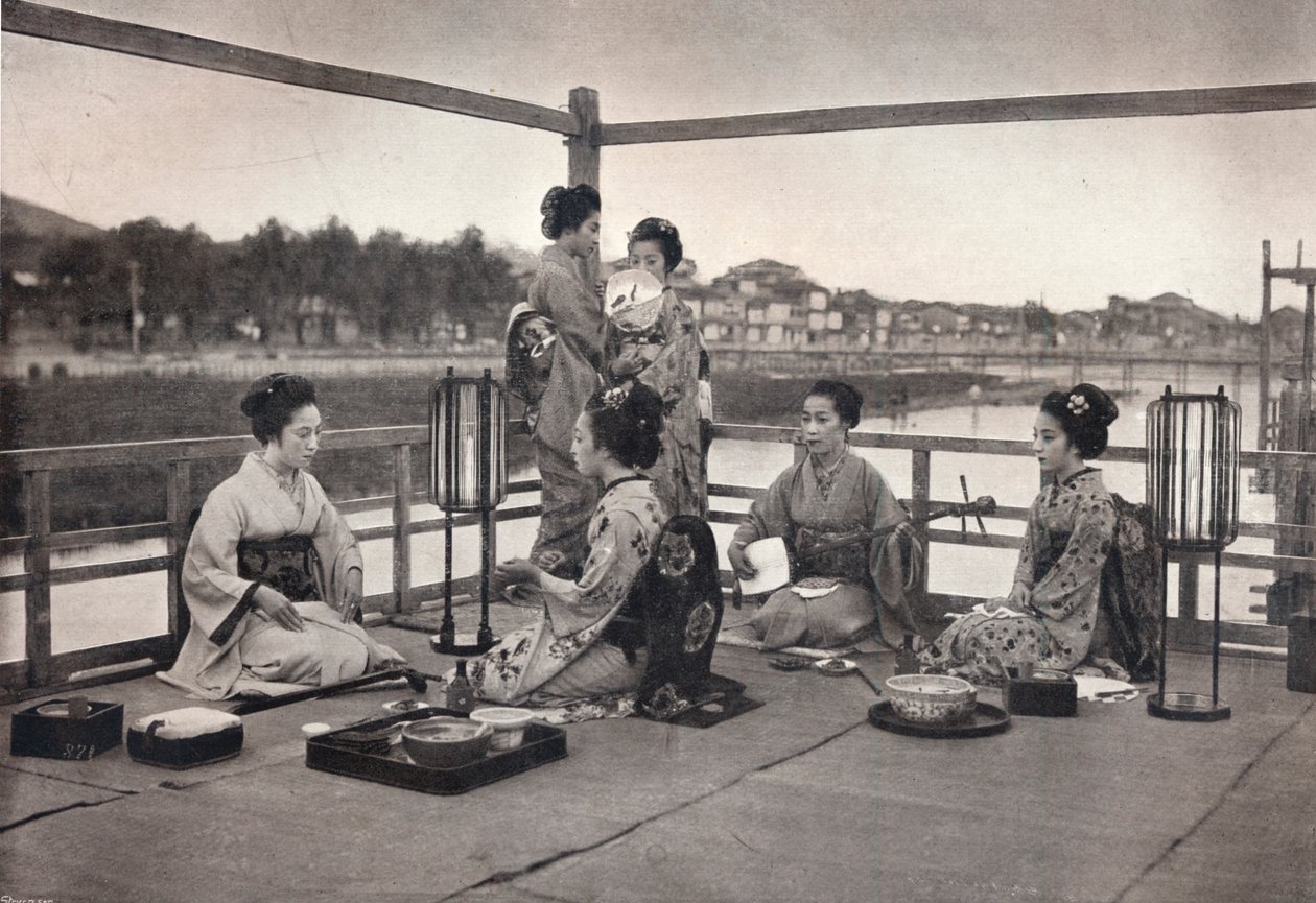 Een Japanse maaltijd, ca. 1903 door David Stevenson and Co