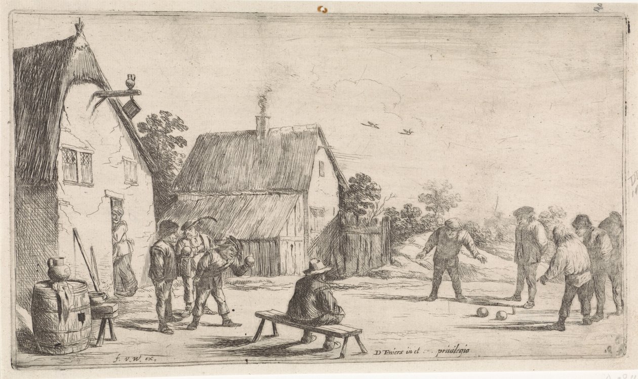 Boeren spelen jeu de boules door David Teniers (II)