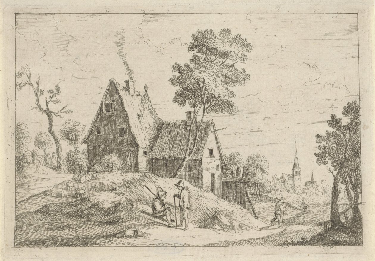 Landschap met een woning door David Teniers (II)