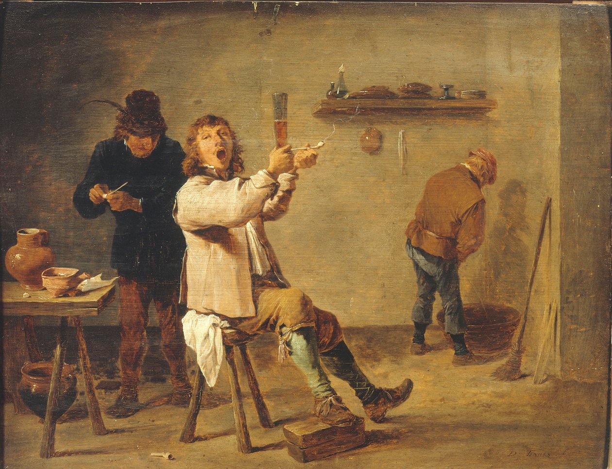 Frans:  La Chanson à boire Boeren drinken in een taveerne door David Teniers the Younger