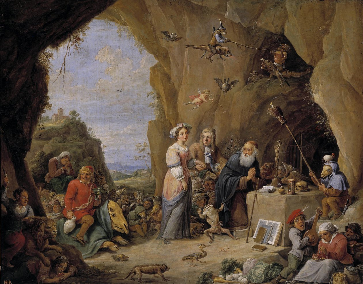 De Verleiding van Sint Antonius, Midden 17e eeuw door David Teniers the Younger