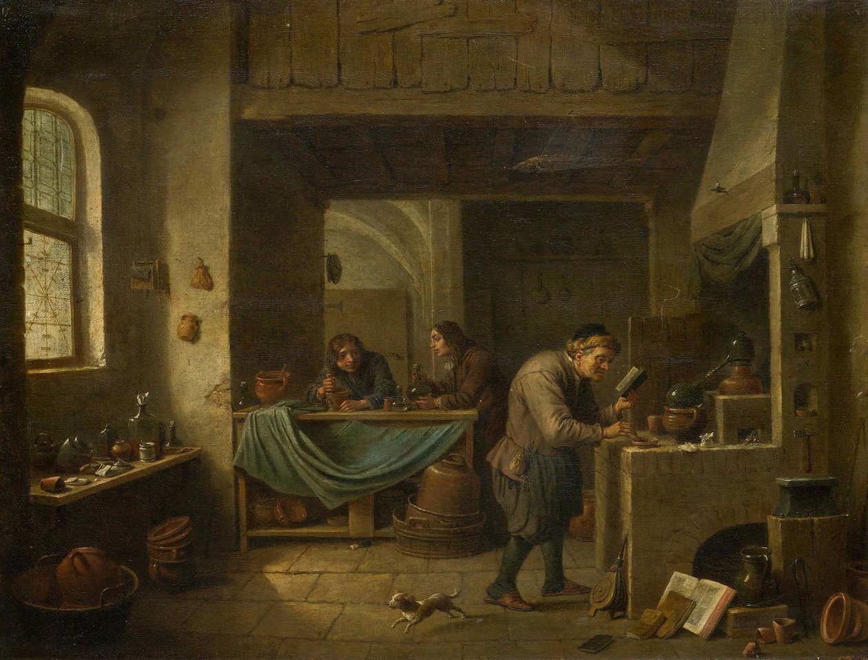 De alchemist en zijn leerling door David Teniers the Younger