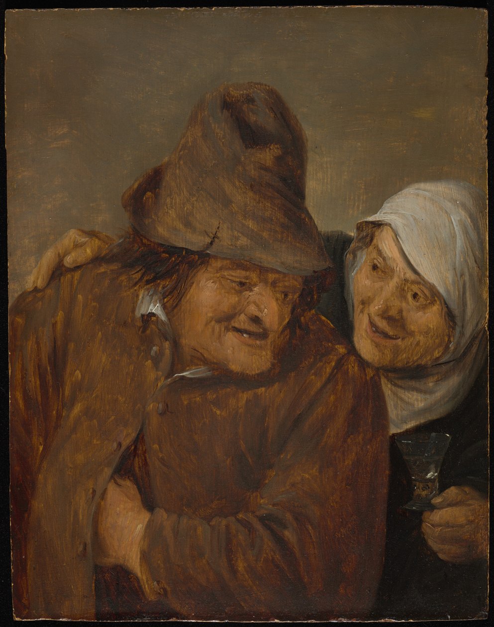 Twee Boeren met een Glas Wijn door David Teniers the Younger