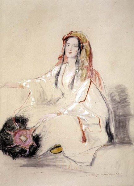 Mevrouw Moore, vrouw van de Britse consul in Beiroet, in Arabische kleding door David Wilkie