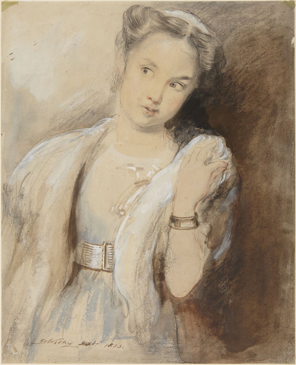 Studie voor De eerste oorbel door David Wilkie