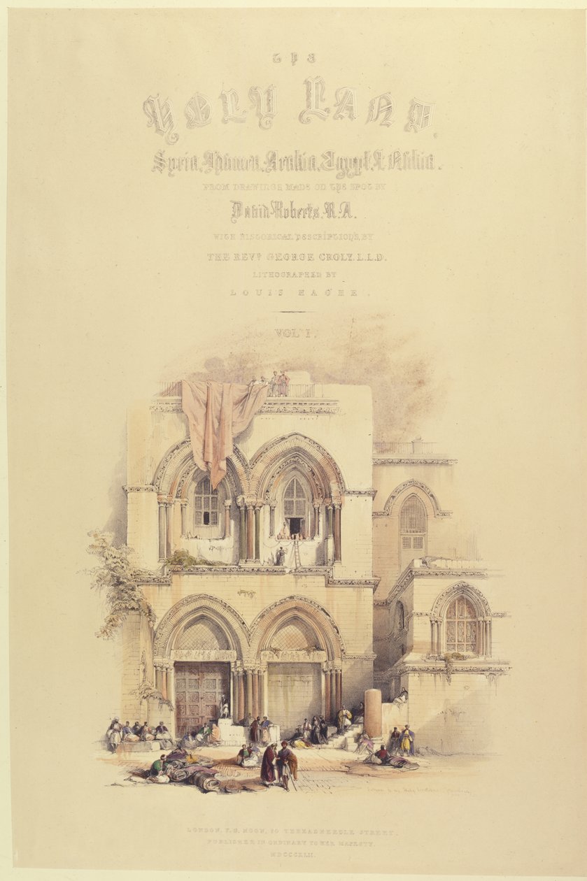 Titelpagina van Deel I van Het Heilige Land, gegraveerd door Louis Haghe, gepubliceerd in Londen, 1842 door David after Roberts