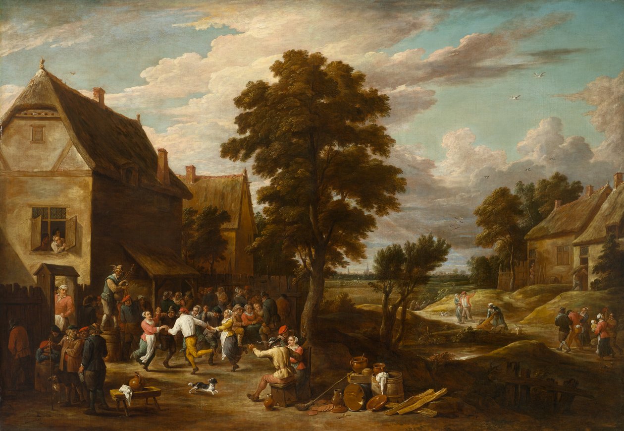 Dansers in een dorpsherberg, circa 1660s door David the Younger (workshop of) Teniers